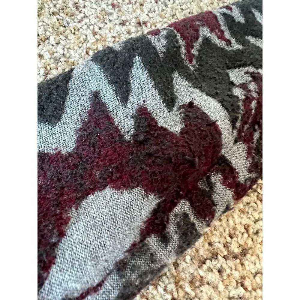 Lucky Brand Aztec Drape Cardigan, Large, Red and Gray, High Low, Southwest